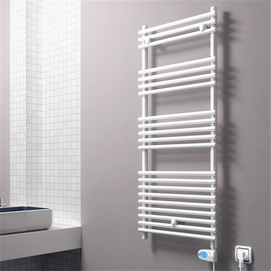 Olib Sèche Serviettes Electrique 600 Watt 500x1200 Blanc (Thermostat Musa) - 2