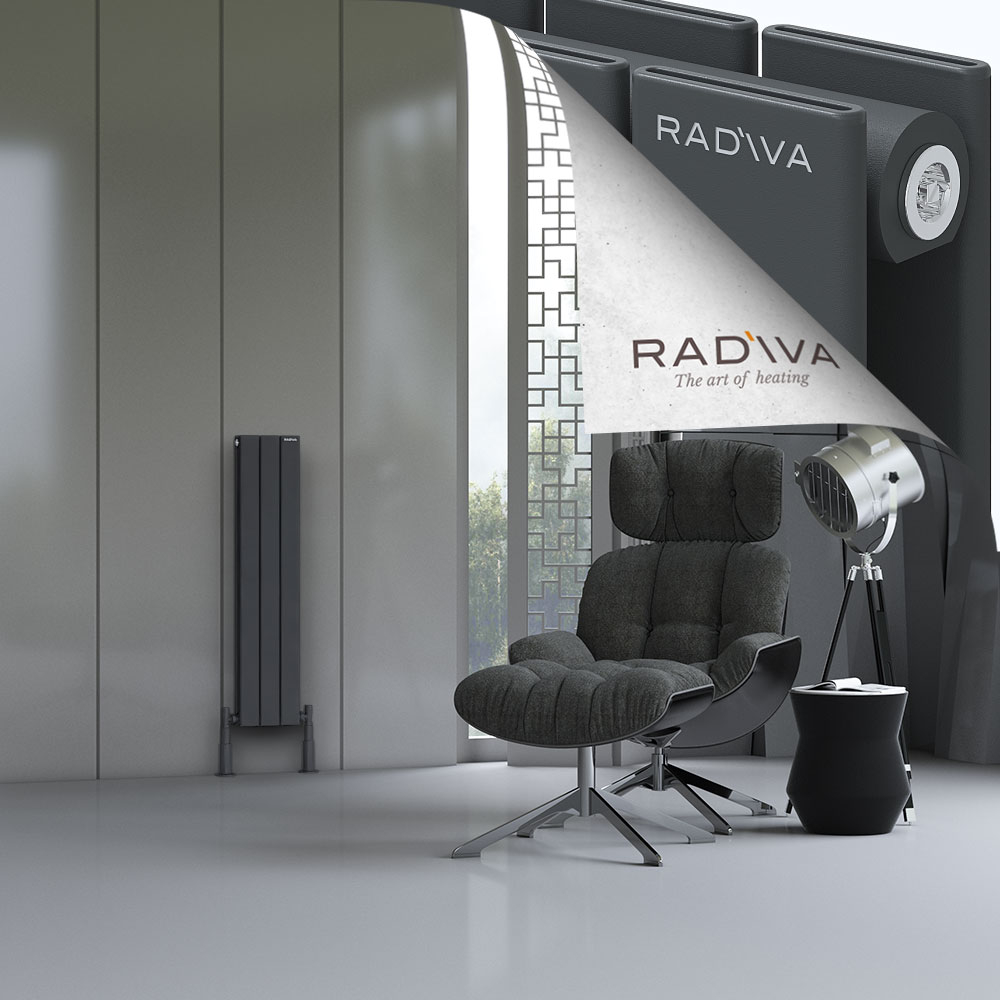Oti Aluminium Radiator 1000x218 Dark Anthracite - 1