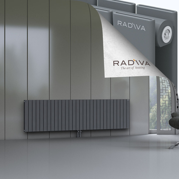 Oti Aluminium Radiator 600x2216 Anthracite Bottom Middle 50mm