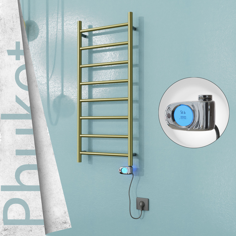 Phuket Electric Stainless Steel Towel Rail 400x1000 Gold (Musa Thermostat) 200W 