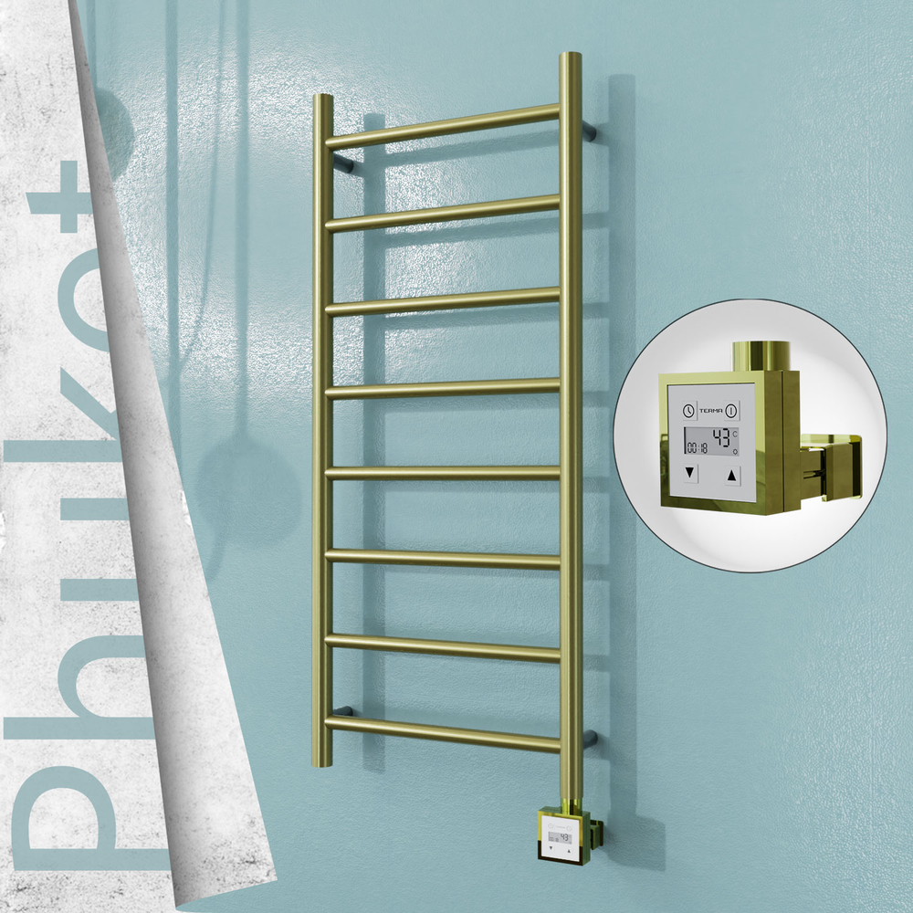 Phuket Electric Stainless Steel Towel Rail 400x1000 Satin Gold (KTX3 Thermostat) 200W - 1