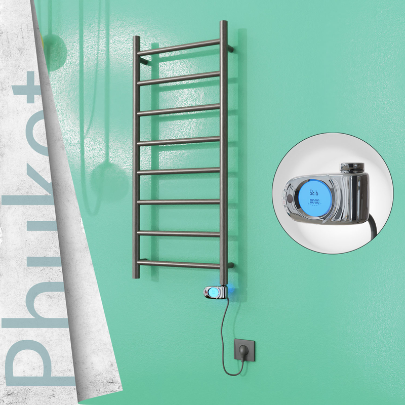 Phuket Electric Stainless Steel Towel Rail 400x1000 Satin Polished (Musa Thermostat) 200W 