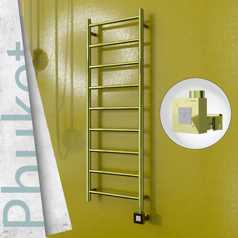 Phuket Electric Stainless Steel Towel Rail 400x1200 Gold (KTX1 Thermostat) 200W 
