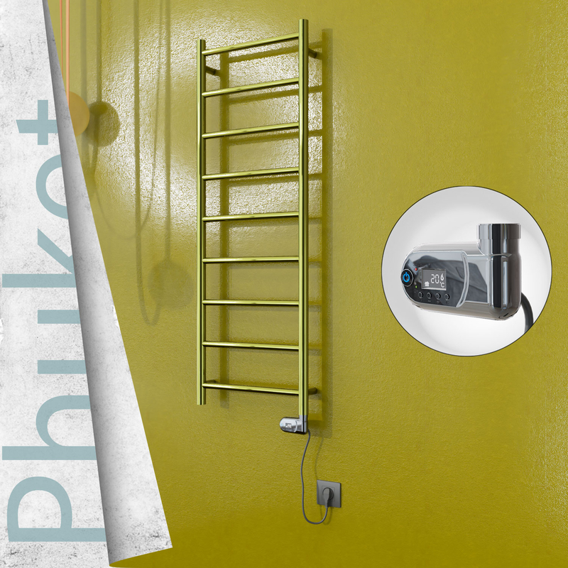 Phuket Electric Stainless Steel Towel Rail 400x1200 Gold (Thesis Thermostat) 200W 