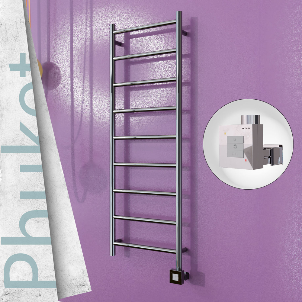 Phuket Electric Stainless Steel Towel Rail 400x1200 Mirror Polished (KTX1 Thermostat) 200W - 1