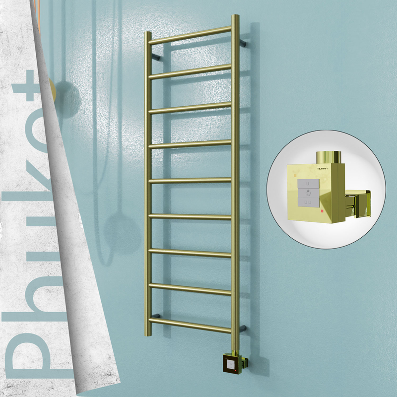 Phuket Electric Stainless Steel Towel Rail 400x1200 Satin Gold (KTX1 Thermostat) 200W 
