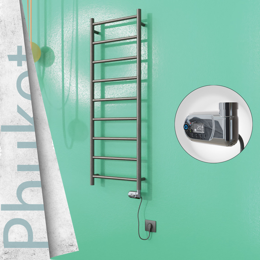 Phuket Electric Stainless Steel Towel Rail 400x1200 Satin Polished (Thesis Thermostat) 200W - 1