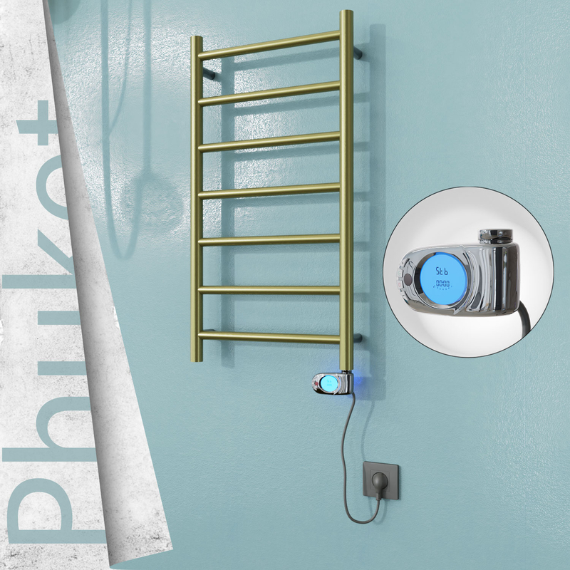Phuket Electric Stainless Steel Towel Rail 400x800 Gold (Musa Thermostat) 200W 