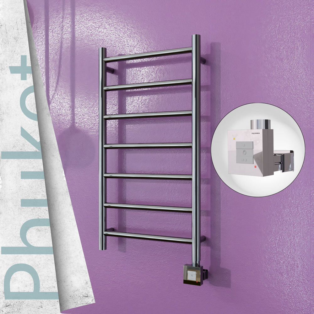 Phuket Electric Stainless Steel Towel Rail 400x800 Mirror Polished (KTX1 Thermostat) 200W - 1