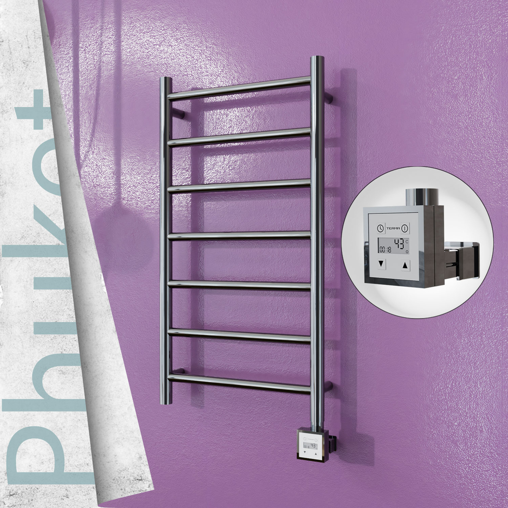 Phuket Electric Stainless Steel Towel Rail 400x800 Mirror Polished (KTX3 Thermostat) 200W - 1