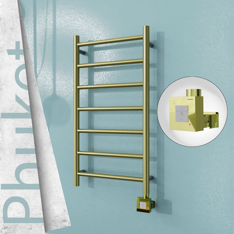 Phuket Electric Stainless Steel Towel Rail 400x800 Satin Gold (KTX1 Thermostat) 200W