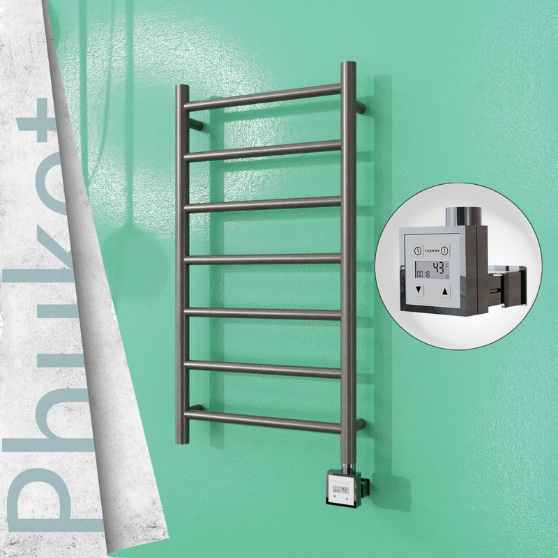 Phuket Electric Stainless Steel Towel Rail 400x800 Satin Polished (KTX3 Thermostat) 200W 