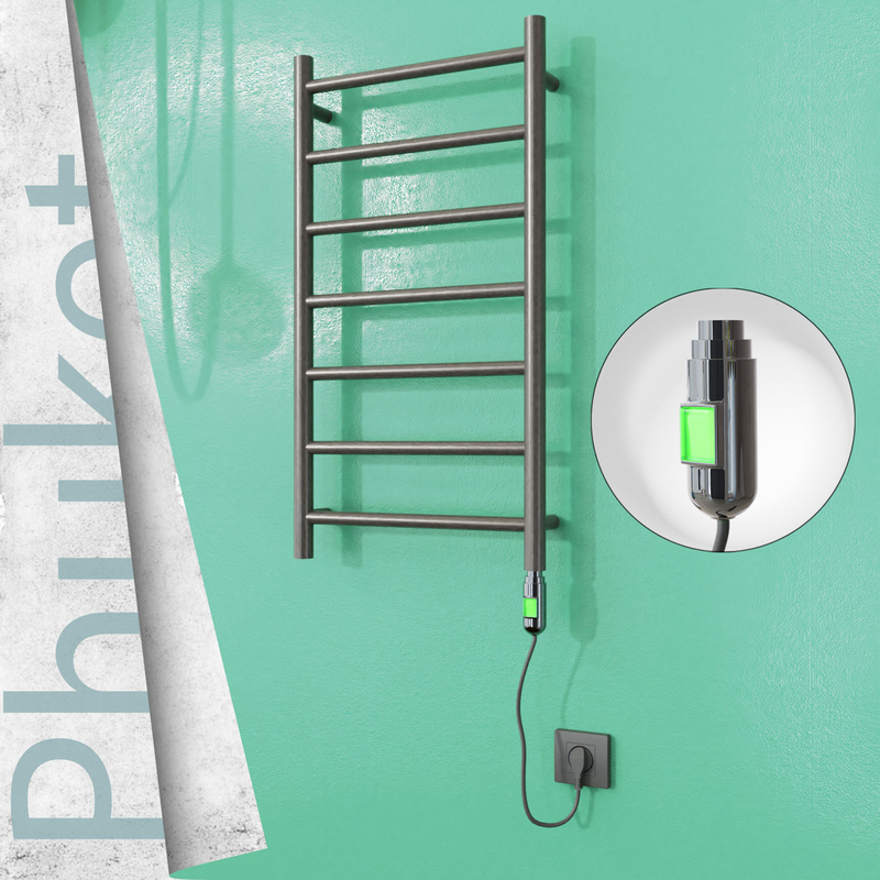 Phuket Electric Stainless Steel Towel Rail 400x800 Satin Polished (On/Off Switch) 200W 