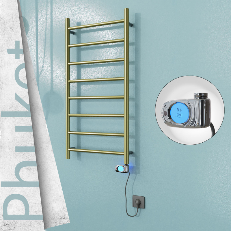 Phuket Electric Stainless Steel Towel Rail 500x1000 Gold (Musa Thermostat) 200W 