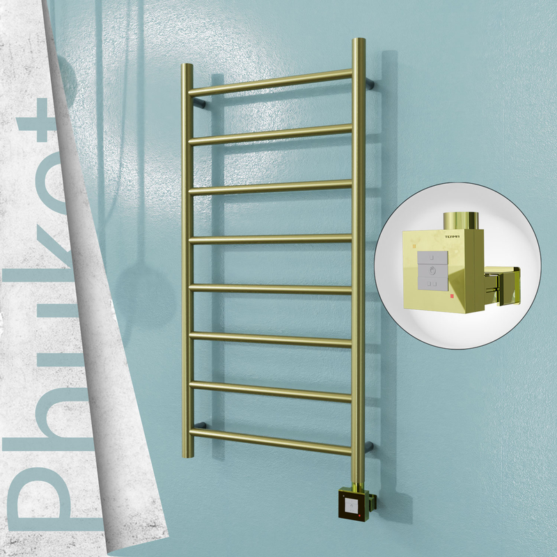 Phuket Electric Stainless Steel Towel Rail 500x1000 Satin Gold (KTX1 Thermostat) 200W 
