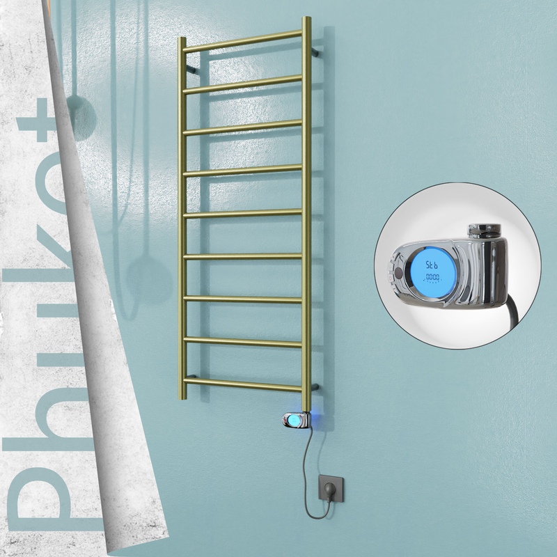 Phuket Electric Stainless Steel Towel Rail 500x1200 Gold (Musa Thermostat) 200W 