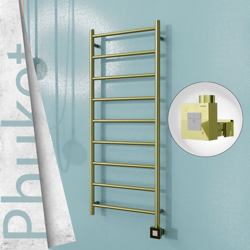 Phuket Electric Stainless Steel Towel Rail 500x1200 Satin Gold (KTX1 Thermostat) 200W 