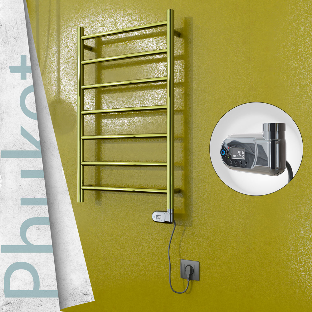 Phuket Electric Stainless Steel Towel Rail 500x800 Gold (Thesis Thermostat) 200W - 1