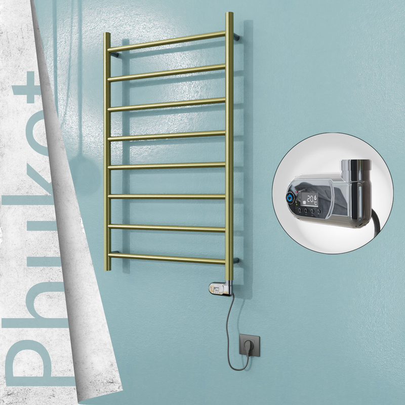 Phuket Electric Stainless Steel Towel Rail 600x1000 Satin Gold (Thesis Thermostat) 200W 