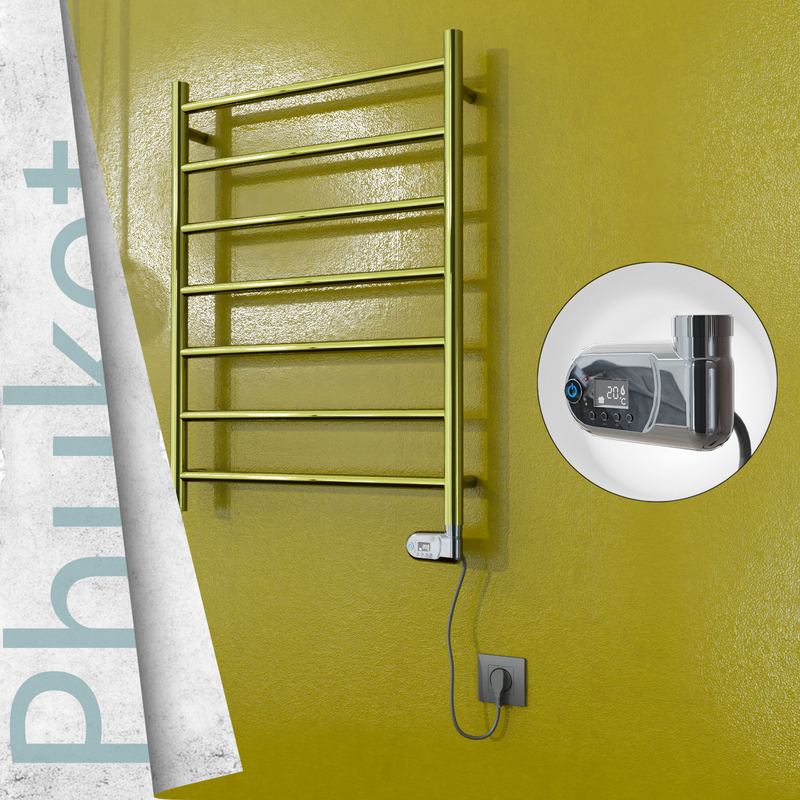 Phuket Electric Stainless Steel Towel Rail 600x800 Gold (Thesis Thermostat) 200W