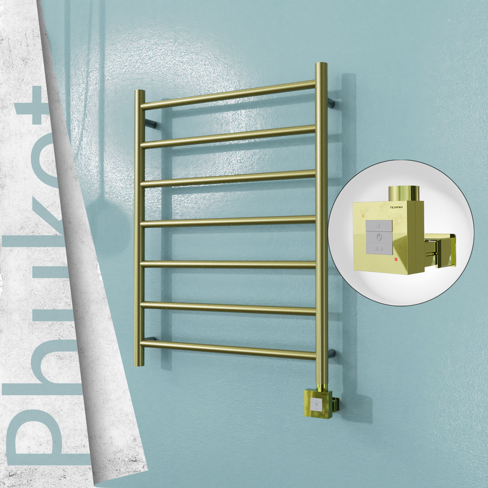 Phuket Electric Stainless Steel Towel Rail 600x800 Satin Gold (KTX1 Thermostat) 200W - 1
