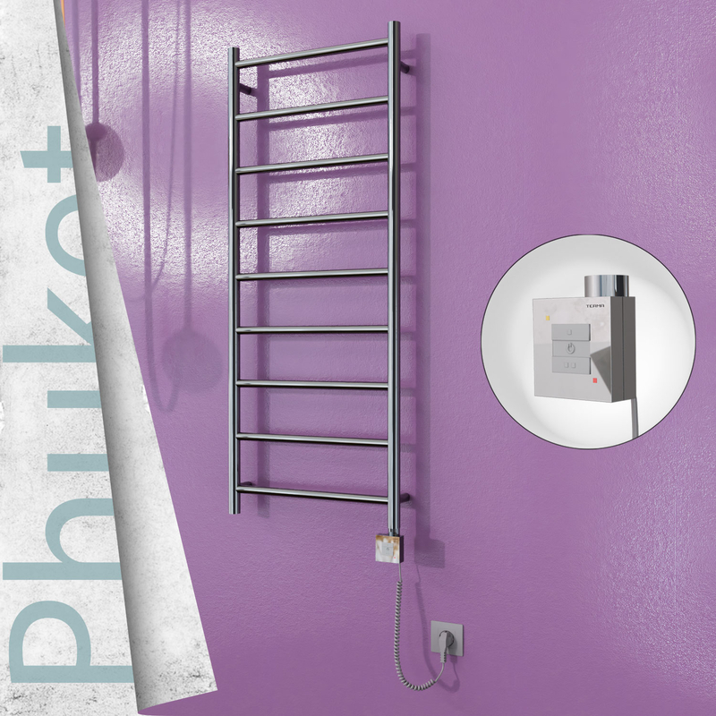 Phuket Electric Towel Warmer  500x1200 Mirror Finish Ktx1 200 W (Spiral Cable) 