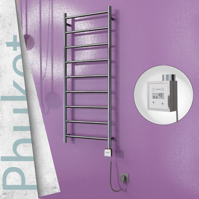 Phuket Electric Towel Warmer  500x1200 Mirror Finish Ktx3 200 W (Spiral Cable) 