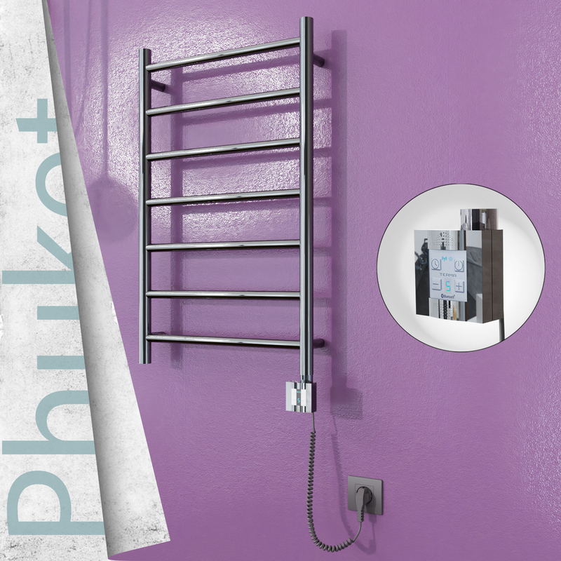 Phuket Electric Towel Warmer 500x800 Mirror Finish Ktx4 200 W (Spiral Cable)