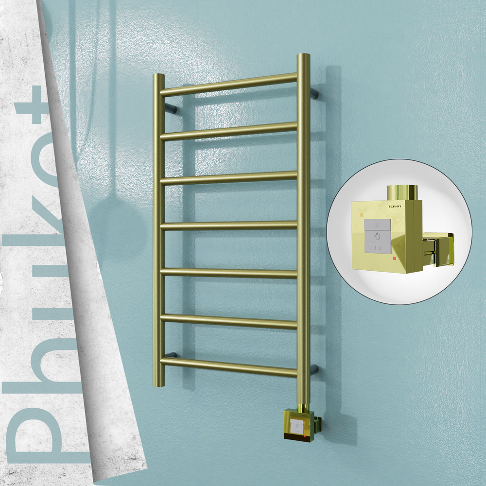 Phuket Elektrikli Paslanmaz Çelik Havlupan 400x800 Satine Altın (KTX1 Termostat) 200W - 1