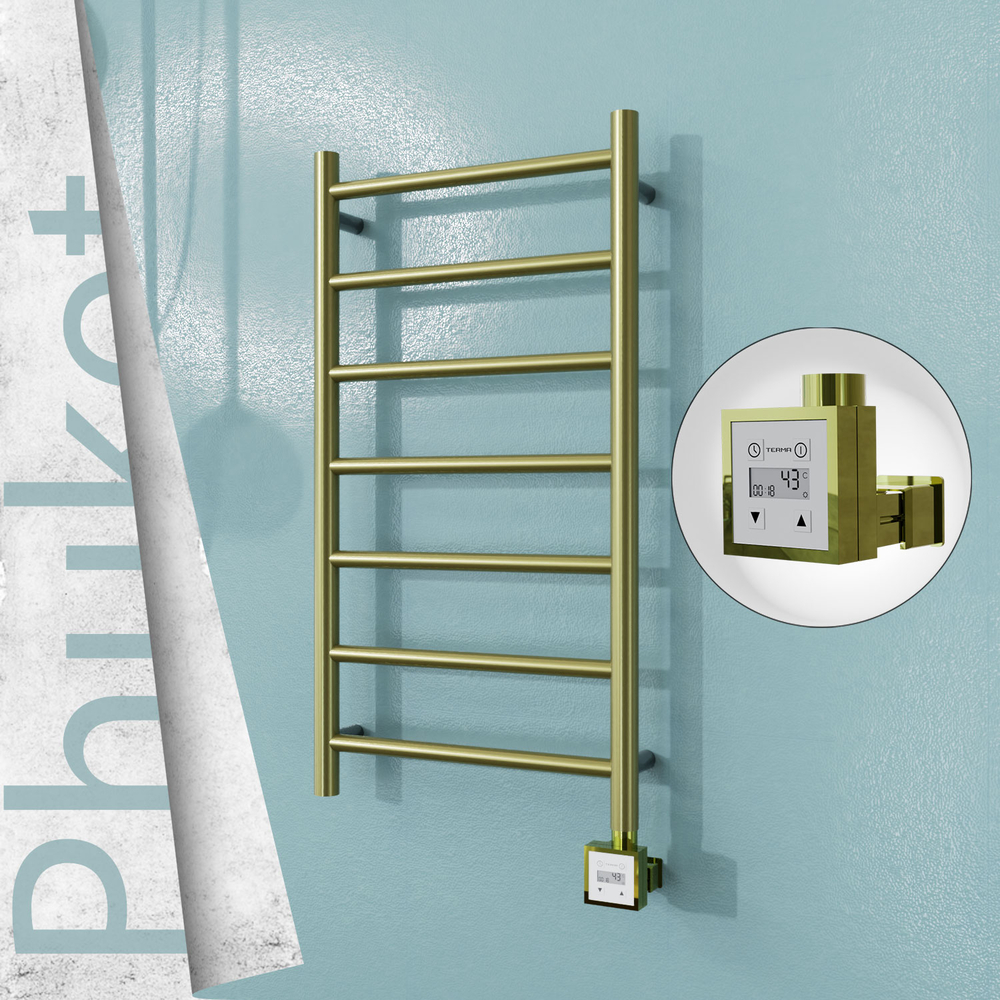 Phuket Elektrikli Paslanmaz Çelik Havlupan 400x800 Satine Altın (KTX3 Termostat) 200W - 1