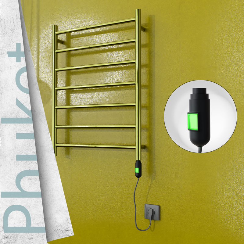 Phuket Elektrikli Paslanmaz Çelik Havlupan 600x800 Altın (On/Off Düğmeli) 200W