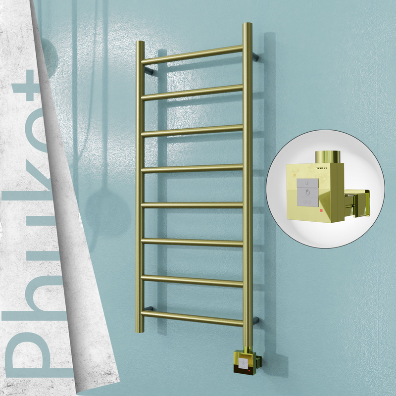 Phuket Sèche-serviettes Électrique en Inox 400x1000 Doré Satiné (KTX1 Thermostat) 200W 