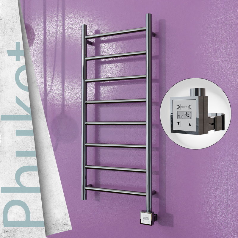 Phuket Sèche-serviettes Électrique en Inox 400x1000 Poli Miroir (KTX3 Thermostat) 200W 