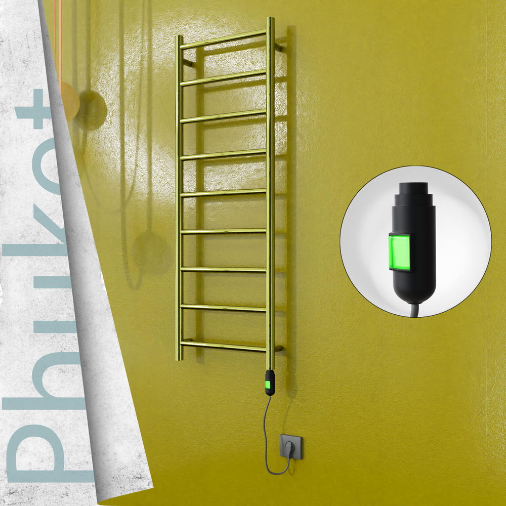 Phuket Sèche-serviettes Électrique en Inox 400x1200 Doré (Interrupteur Marche/Arrêt) 200W - 1