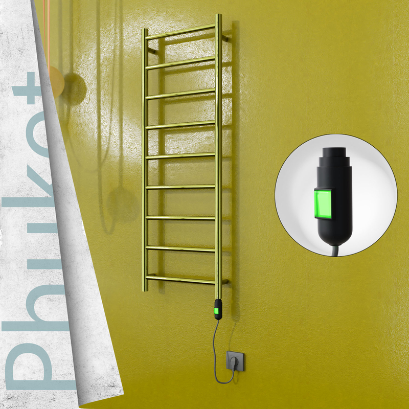 Phuket Sèche-serviettes Électrique en Inox 400x1200 Doré (Interrupteur Marche/Arrêt) 200W 