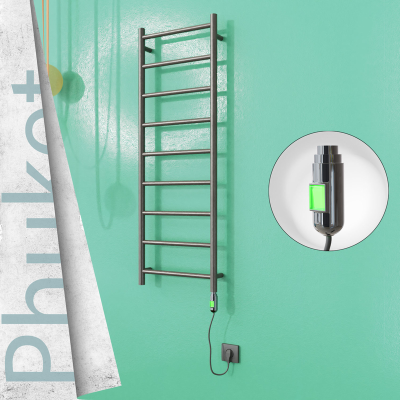 Phuket Sèche-serviettes Électrique en Inox 400x1200 Poli Satiné (Interrupteur Marche/Arrêt) 200W 