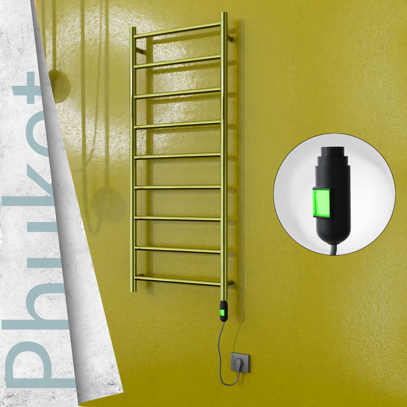 Phuket Sèche-serviettes Électrique en Inox 500x1200 Doré (Interrupteur Marche/Arrêt) 200W 