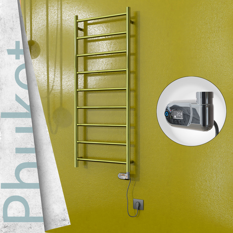 Phuket Sèche-serviettes Électrique en Inox 500x1200 Doré (Thesis Thermostat) 200W 
