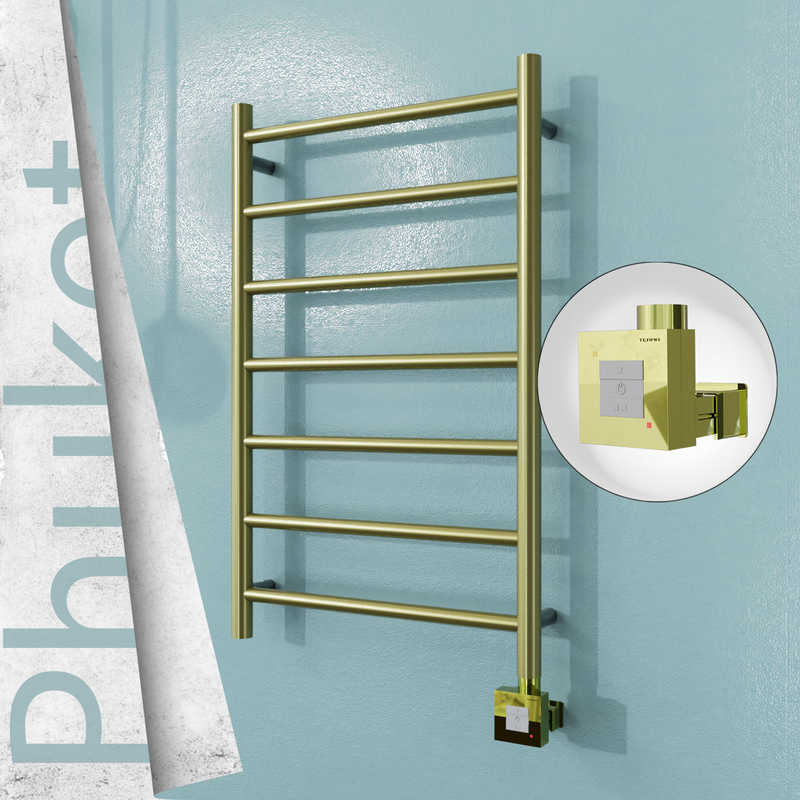Phuket Sèche-serviettes Électrique en Inox 500x800 Doré Satiné (KTX1 Thermostat) 200W 
