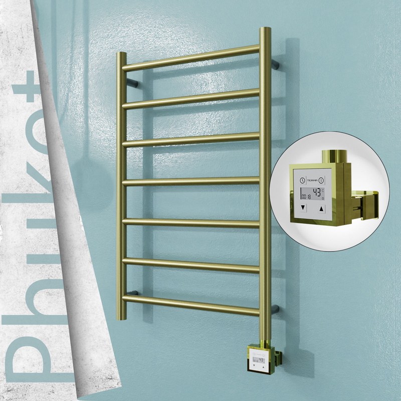 Phuket Sèche-serviettes Électrique en Inox 500x800 Doré Satiné (KTX3 Thermostat) 200W 