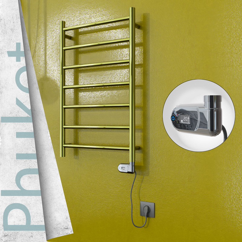 Phuket Sèche-serviettes Électrique en Inox 500x800 Doré (Thesis Thermostat) 200W 