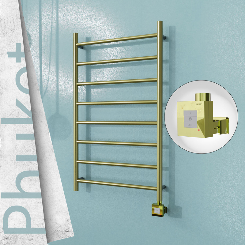 Phuket Sèche-serviettes Électrique en Inox 600x1000 Doré Satiné (KTX1 Thermostat) 200W 