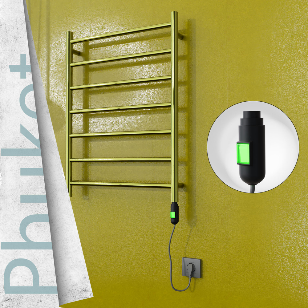 Phuket Sèche-serviettes Électrique en Inox 600x800 Doré (Interrupteur Marche/Arrêt) 200W - 1