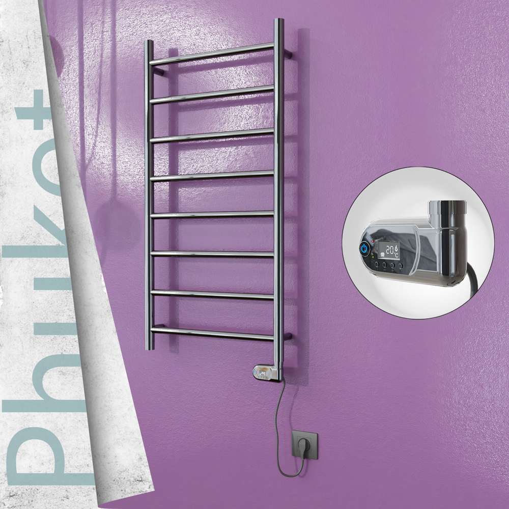 Phuket Stainless Steel Electric Towel Warmer 500x1000 Polished Finish (Thesis Thermostat) 200 W - 1