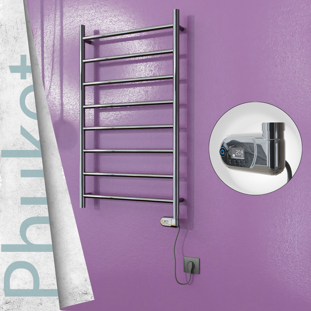 Phuket Stainless Steel Electric Towel Warmer 600x1000 Polished Finish (Thesis Thermostat) 200 W - 1