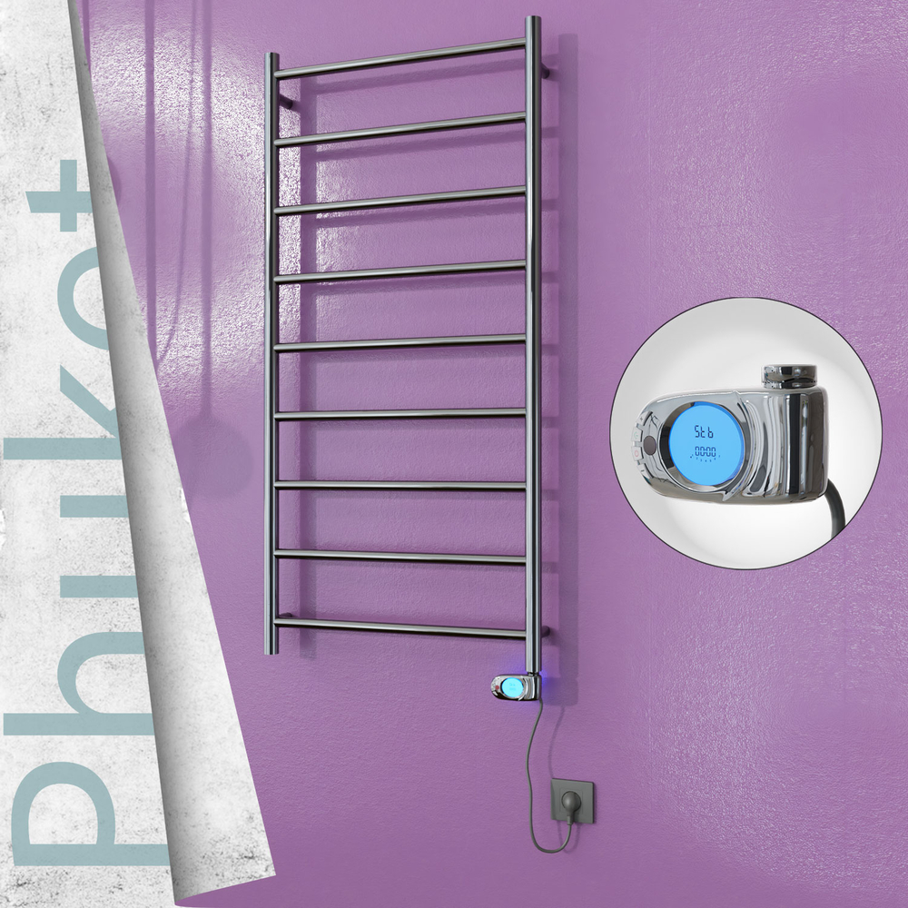 Phuket Stainless Steel Electric Towel Warmer 600x1200 Polished Finish (Musa Thermostat) 200 W - 1