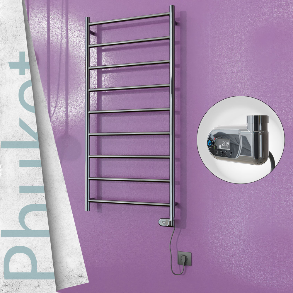 Phuket Stainless Steel Electric Towel Warmer 600x1200 Polished Finish (Thesis Thermostat) 200 W - 1