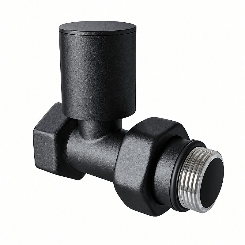 Radiator Valve 1/2'' Texture Noir Straight (Metal Head)