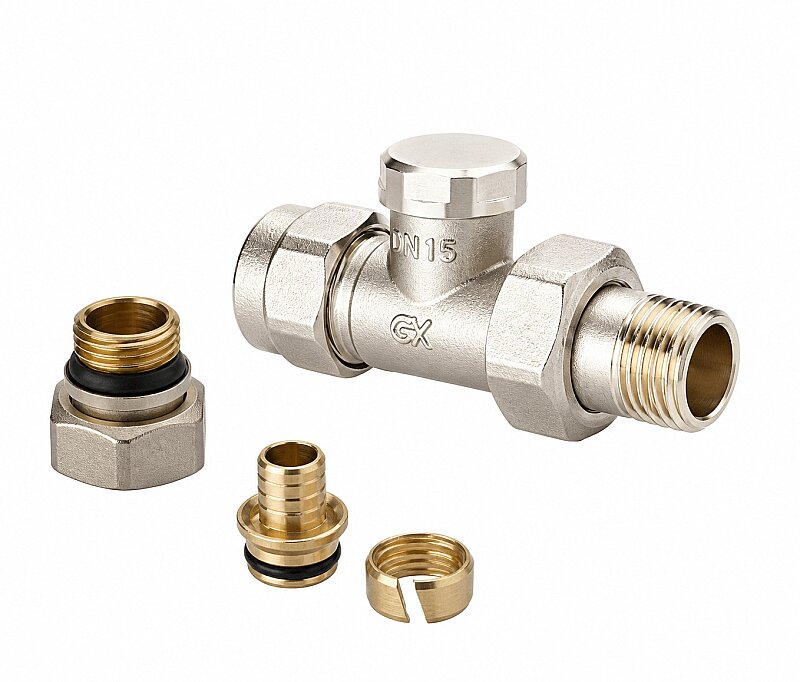 Radyatör Dönüş Vanası 1/2'' Düz (17*2mm Boru Bağl. Rakorlu)