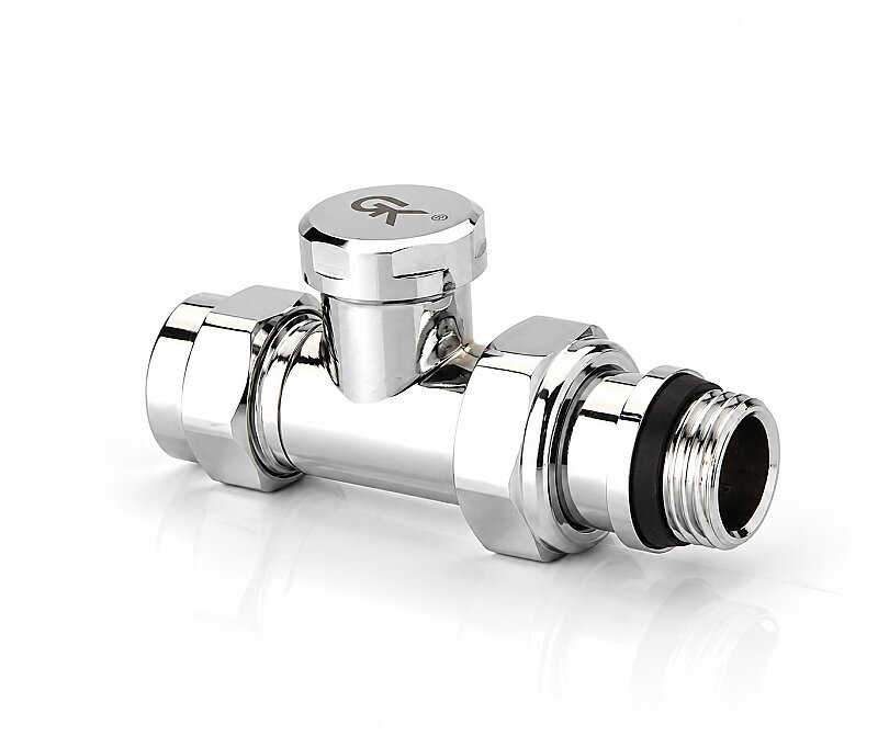 Radyatör Dönüş Vanası 1/2'' Krom Düz (17*2mm Boru Bağl. Rakorlu)